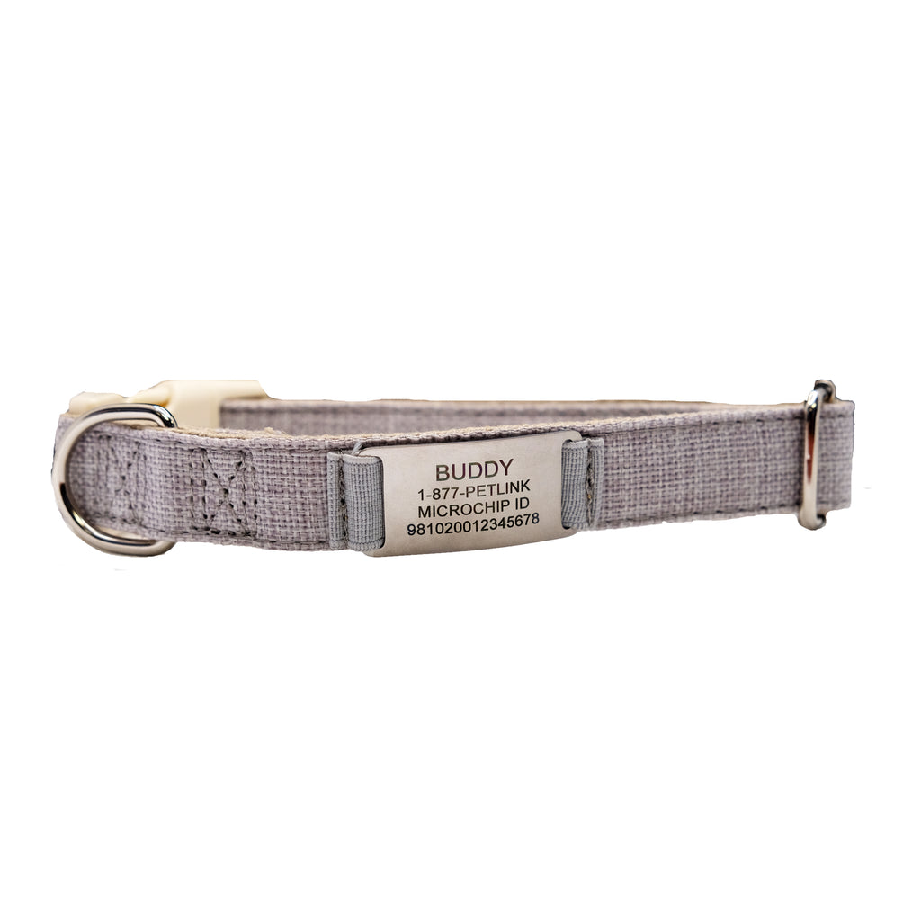 Personalized Cotton Hemp Dog Collars with Slider Tag