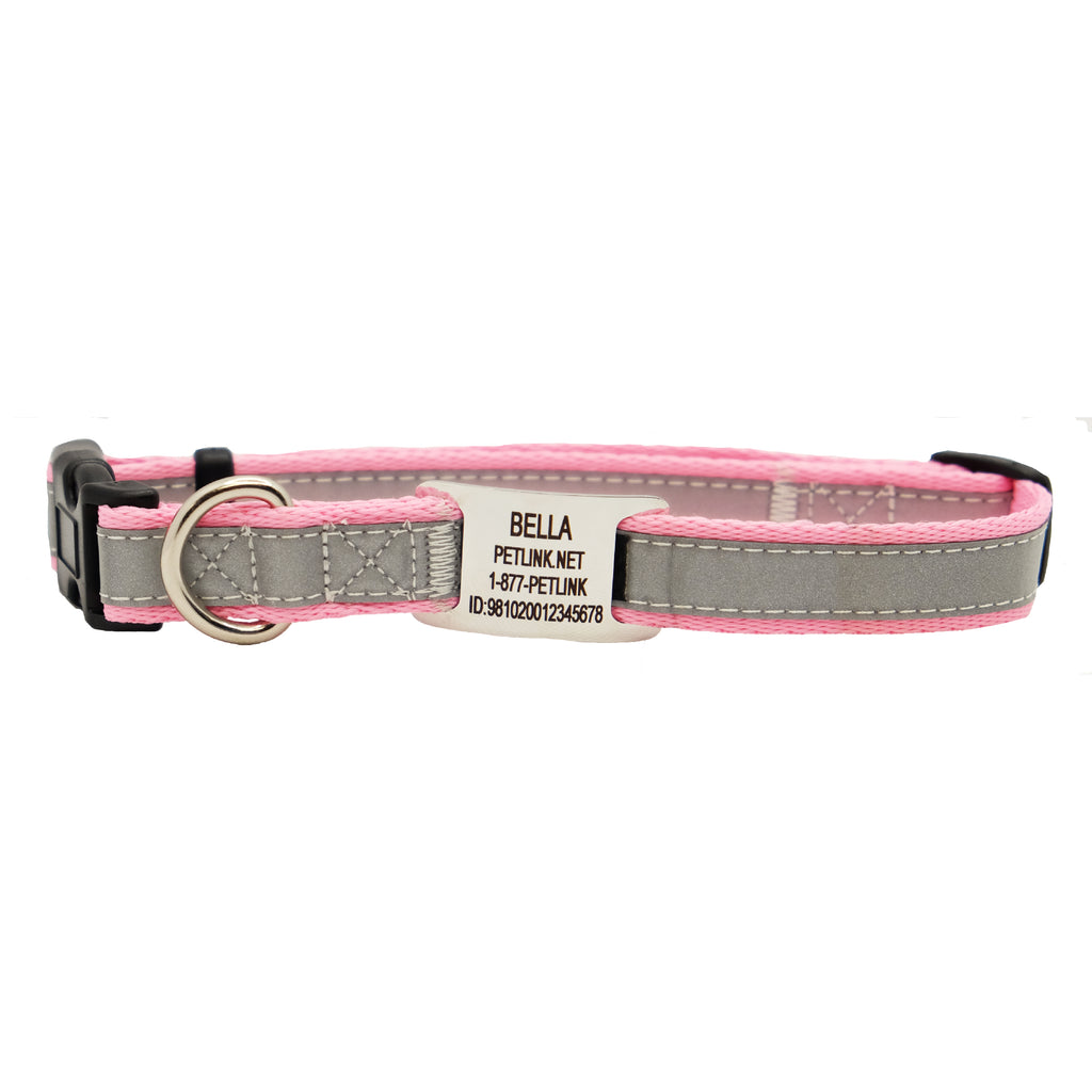 Personalized Reflective Dog Collars with Slider Tag