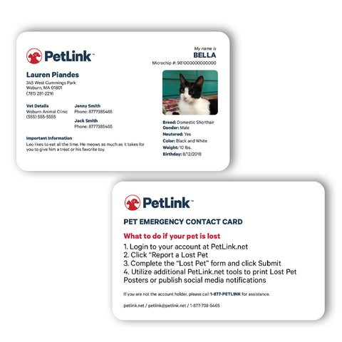 Pet Emergency Contact Card