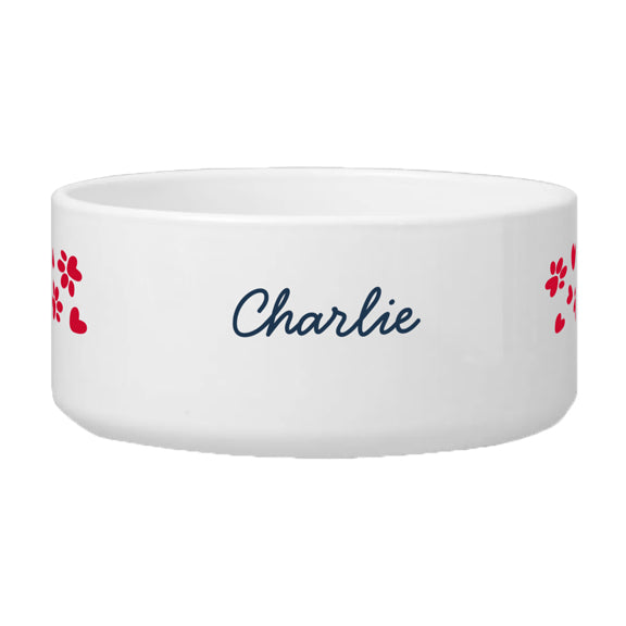 Personalized Pet Name Pet Food Bowl with Pattern