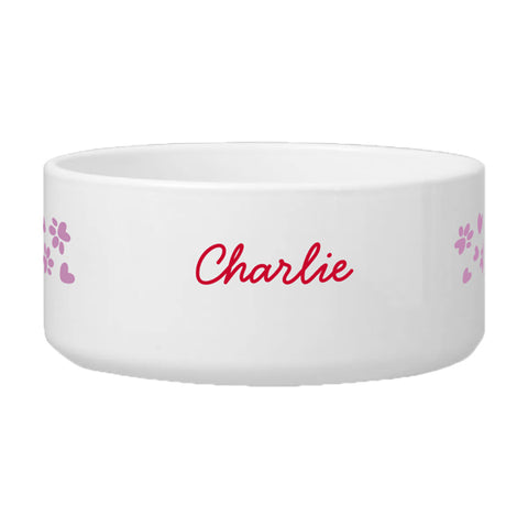 Personalized Pet Name Pet Food Bowl with Pattern