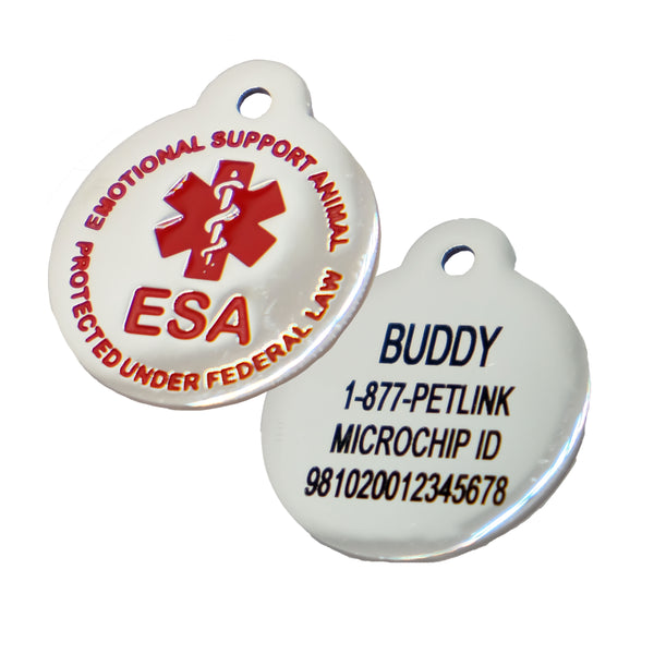 Personalized Stainless Steel Service and Emotional Support Animal Collar Tags