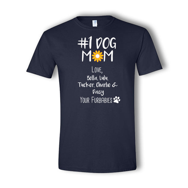 Personalized #1 Dog Mom 5 Pet T-Shirt