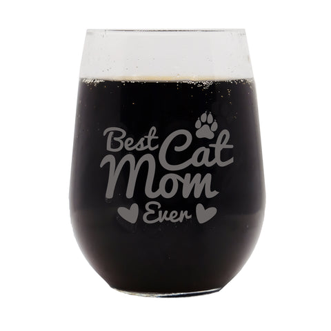 Best Cat Mom Ever Wine Glasses (set of 2)