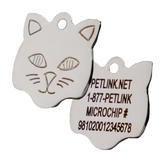 Cat Face Stainless Steel Collar Tag