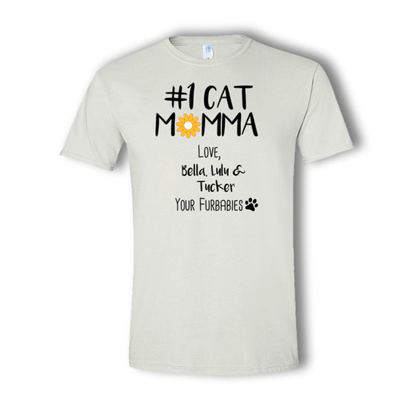 Personalized #1 Cat Momma Multi-Pet T-Shirt