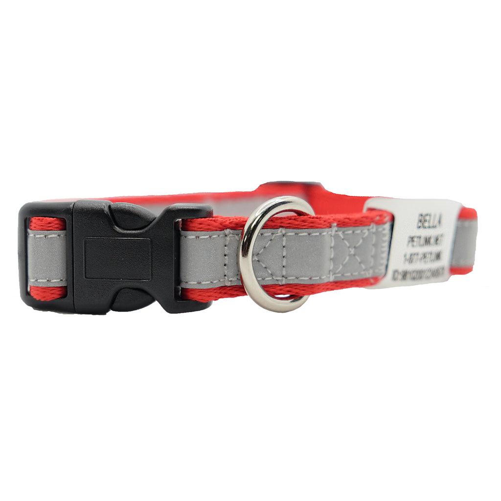 Personalized Reflective Dog Collars with Slider Tag