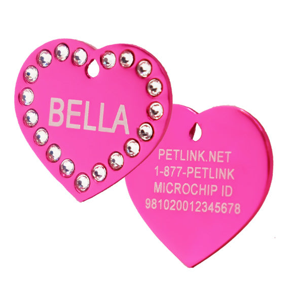 Personalized Swarovski Crystal Heart Collar Tags