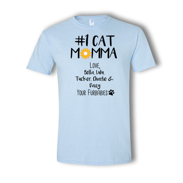 Personalized #1 Cat Momma 5 Pet T-Shirt