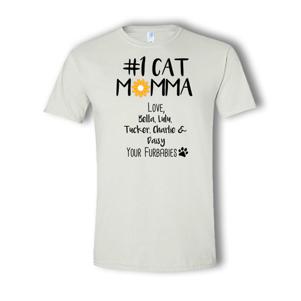 Personalized #1 Cat Momma 5 Pet T-Shirt