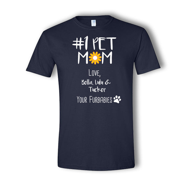 Personalized #1 Pet Mom Multi-Pet T-Shirt